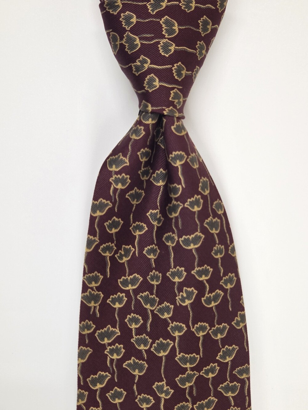 Vintage Giorgio Armani Cravatte Tie Burgundy Floral 100% Silk Italy